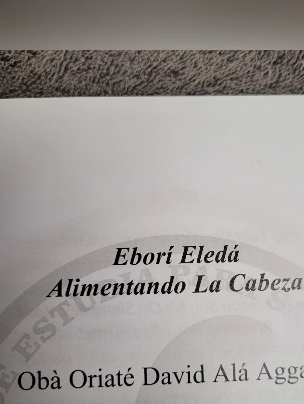 Ebori Eledá: Alimentando la Cabeza Spanish Book Tapa Blanda